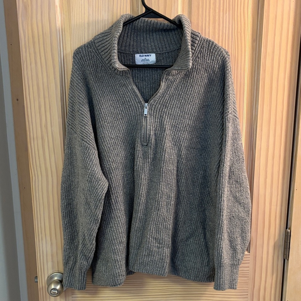 Old Navy women’s  Zip-Neck Ribbed Sweater - Gray